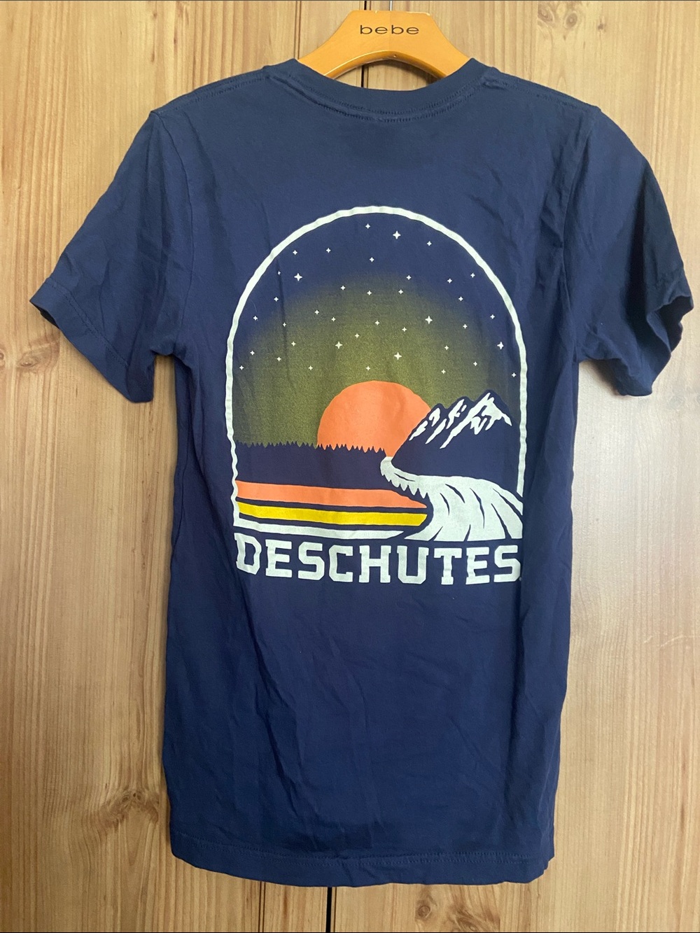 Men’s Navy Blue Graphic Pocket Tee Shirt Deschutes Brewery S EUC